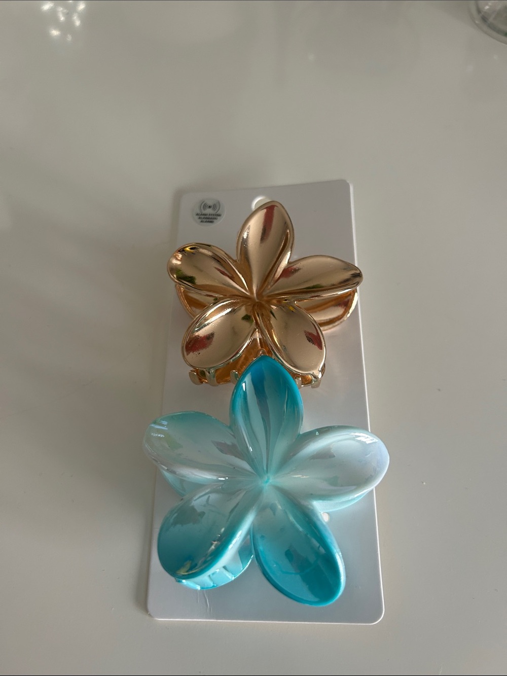 Gold and Turquoise Floral Hair Clip Set and Purple Claw Clip - Women Accessories